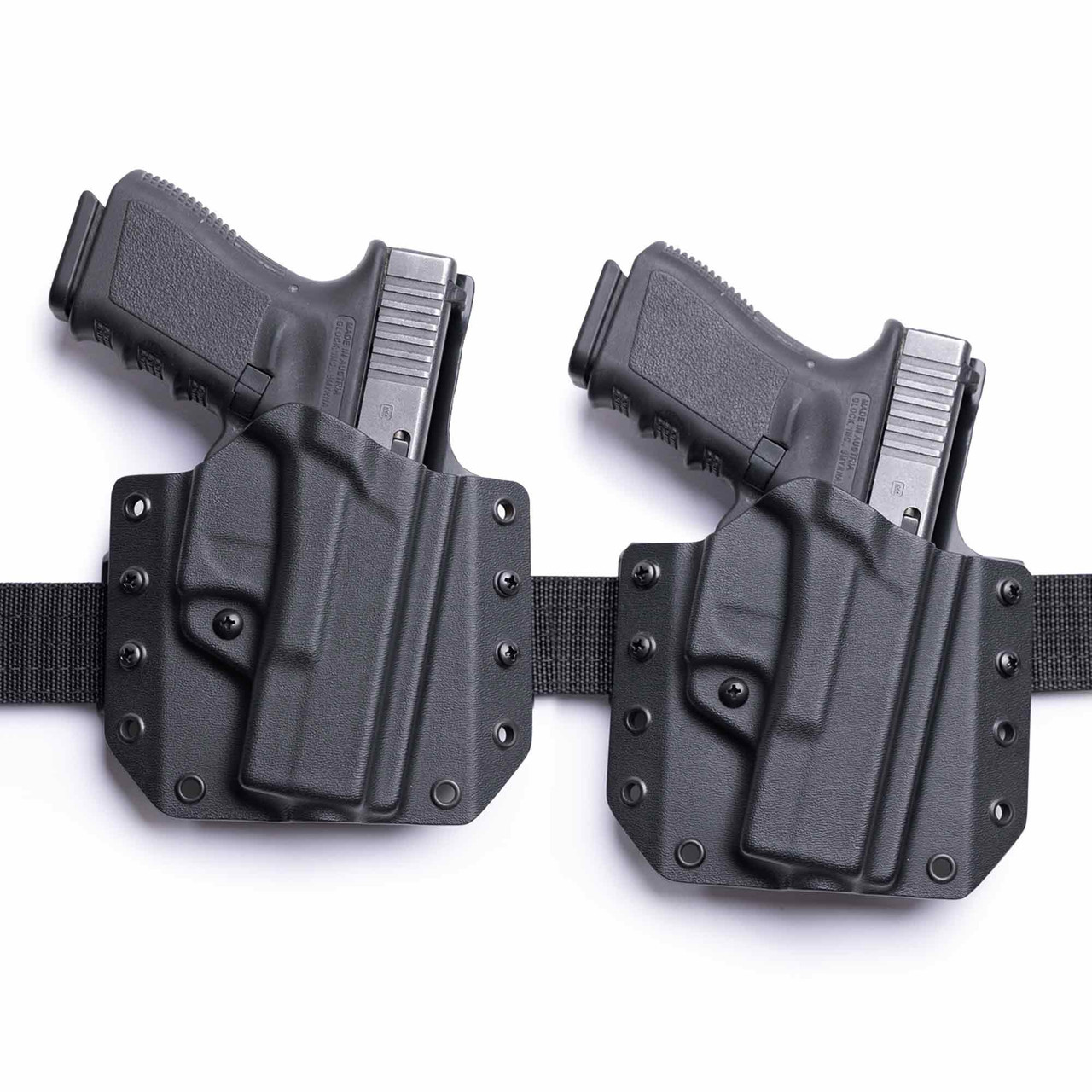 Graphic of two LightDraw holsters depicting adjustable ride height.