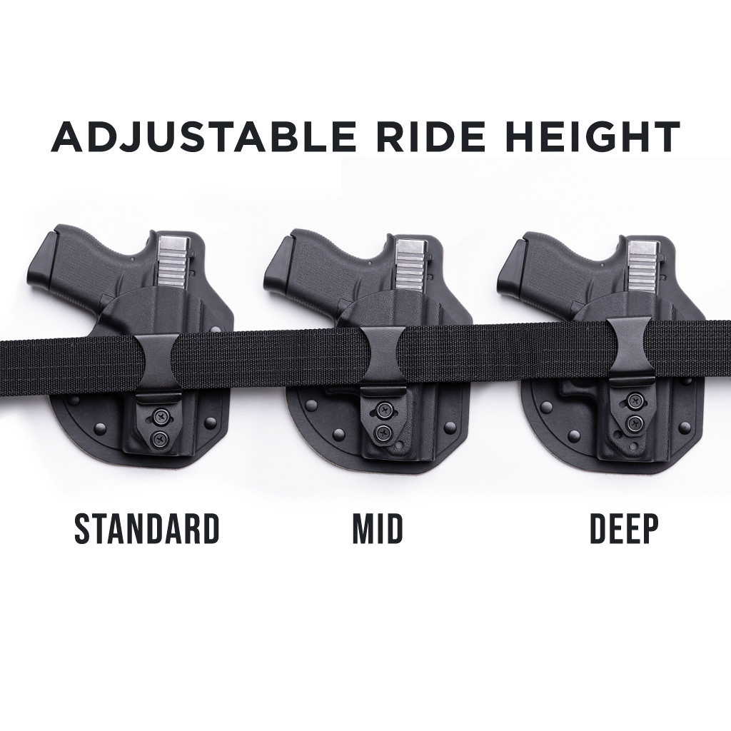 Graphic depicting adjustable ride height on RapidTuck for Standard, Mid, and deep heights.