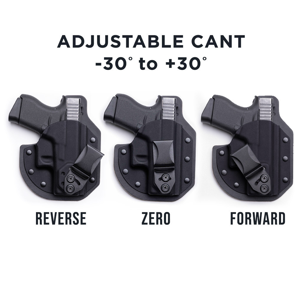 Graphic depicting adjustable cant on RapidTuck for zero, reverse, and forward angles.