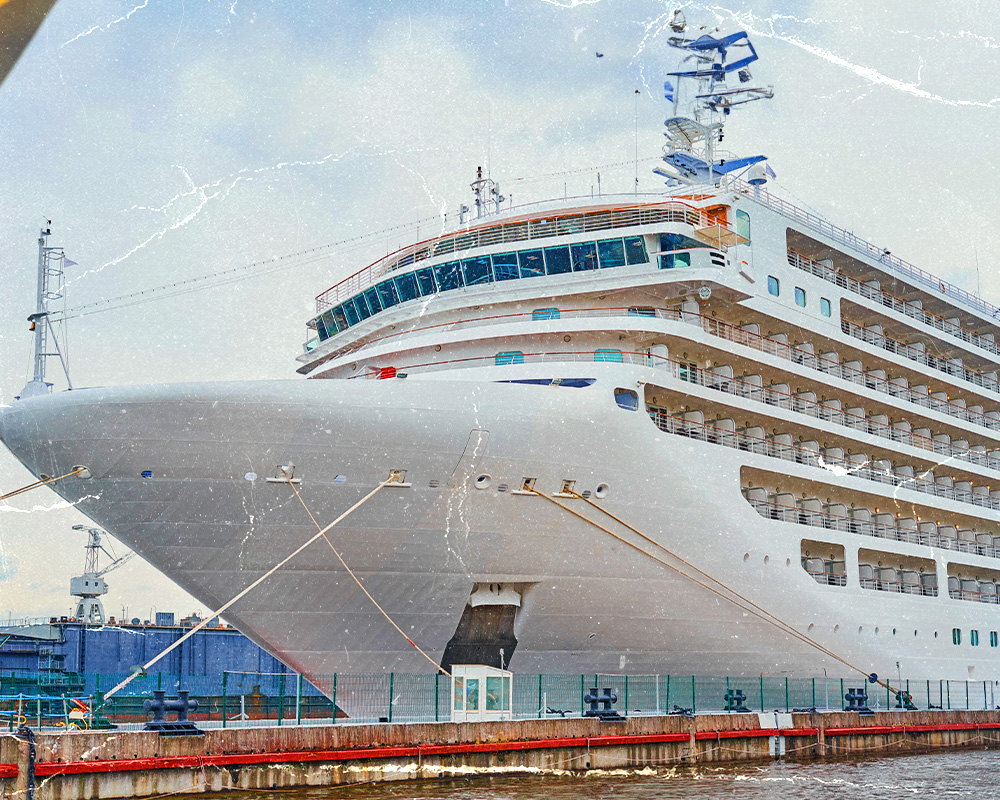 Cruise ship anchored at the port