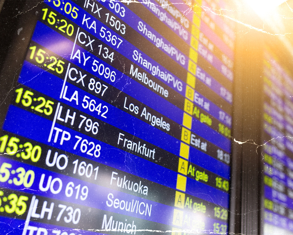 Airport Flight Tracker Screens with multiple flight information