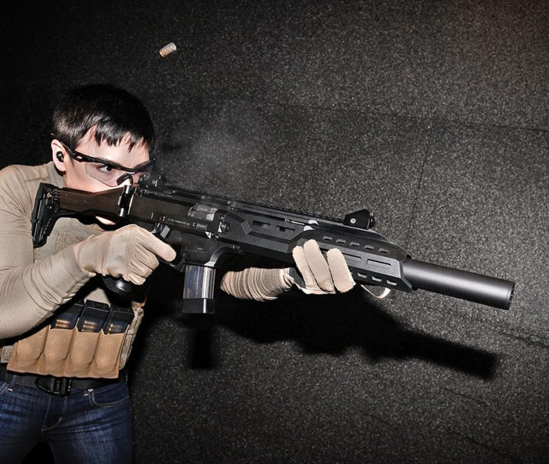 Man holding a CZ new Scorpion EVO 3 S1 Carbine Magpul Edition